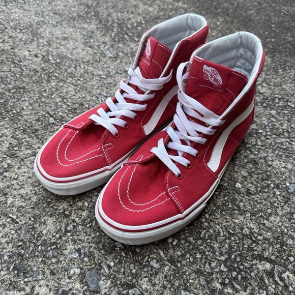 Vans Other - Vans Sk8-Hi Racing Red Men's 9‎ Women's 10.5 Sneaker Skater Canvas Hi-Top Shoes
